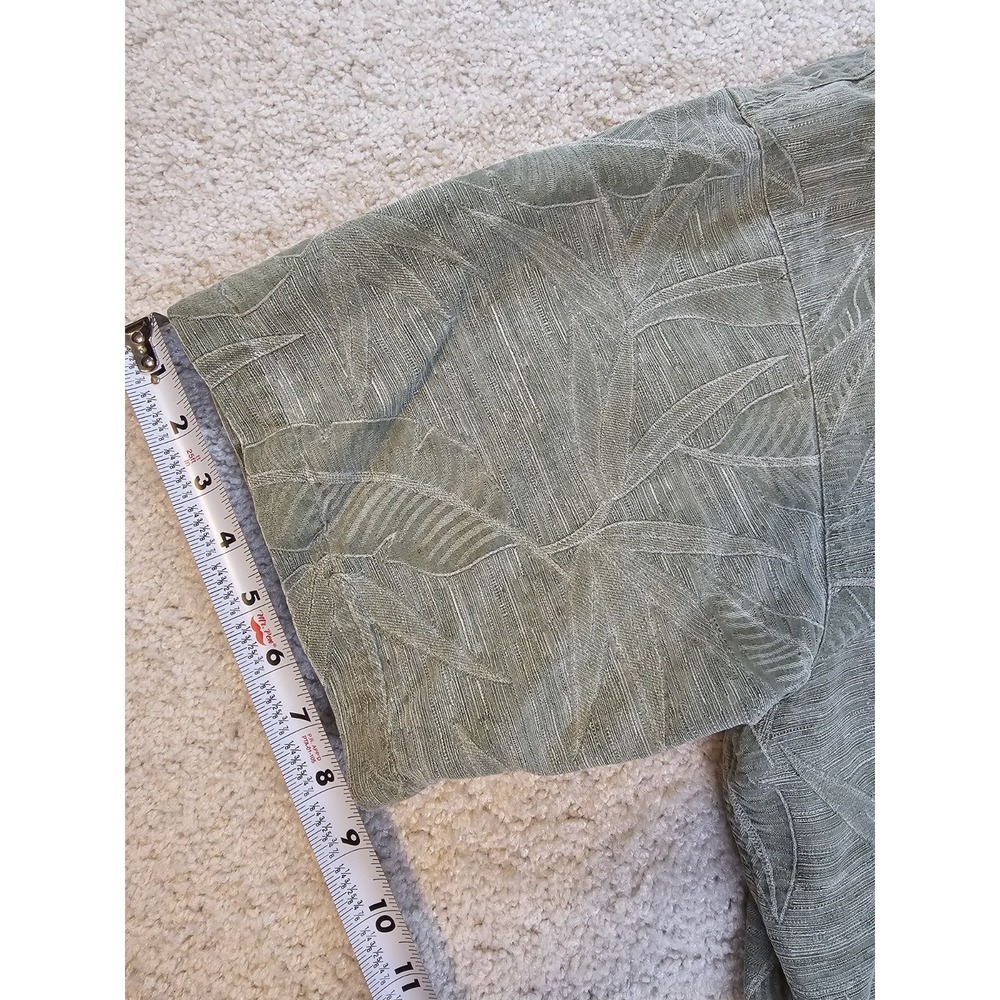 Island Shores Washable Silk Hawaiian Shirt Mens XXL Green Resort Wear Aloha - Picture 9 of 10